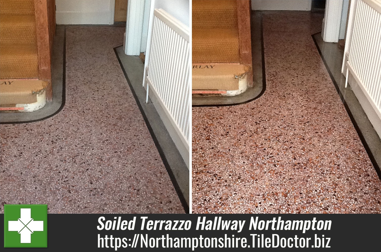 Heavily Soiled Terrazzo Hallway Restored in Northampton
