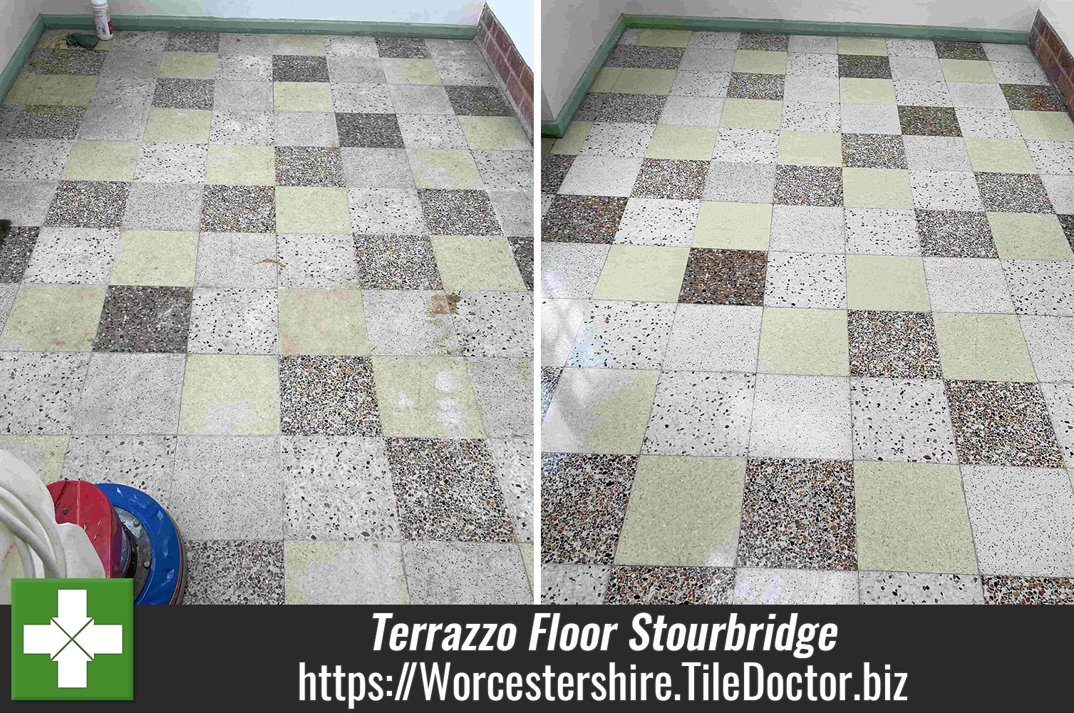 Terrazzo Tiled Hallway Floor Renovation Stourbridge